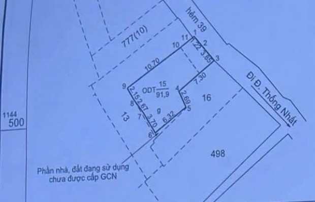 Bán đất Hẻm nhựa xe hơi Đc hẻm 39 đường Thống Nhất, phường Vũng Tàu, tp Hồ Chí Minh.